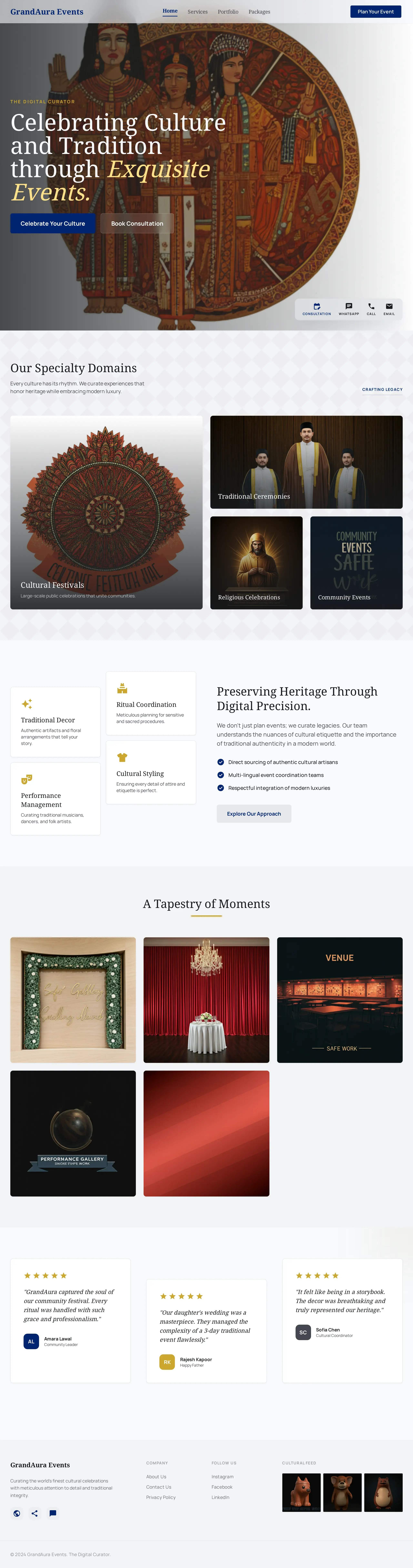Cultural Home - GrandAura — Premium UI template designed specifically for Event Managers.
