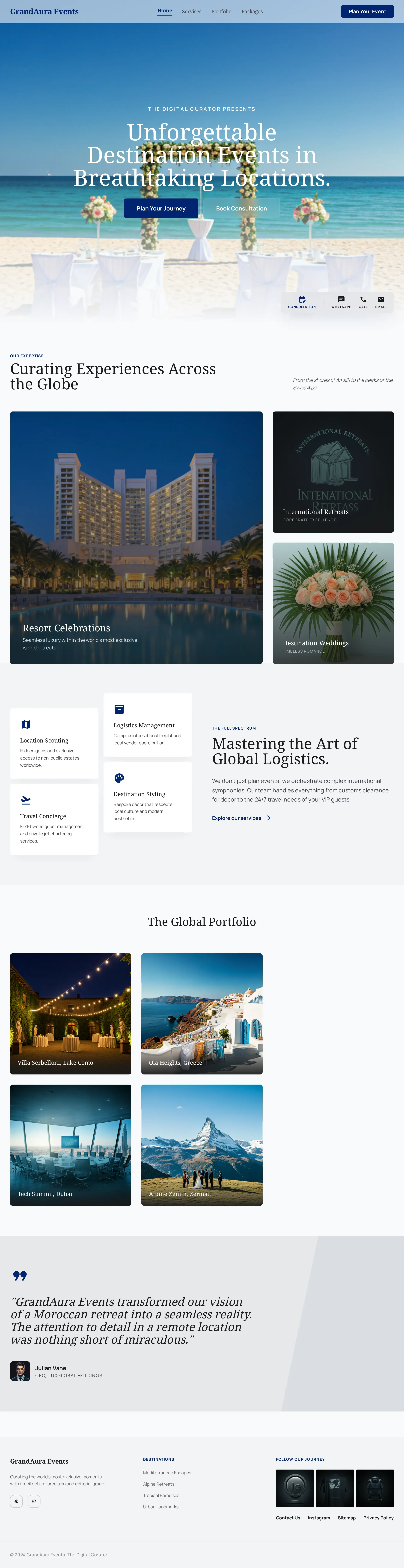 Destination Home - GrandAura — Premium UI template designed specifically for Event Managers.