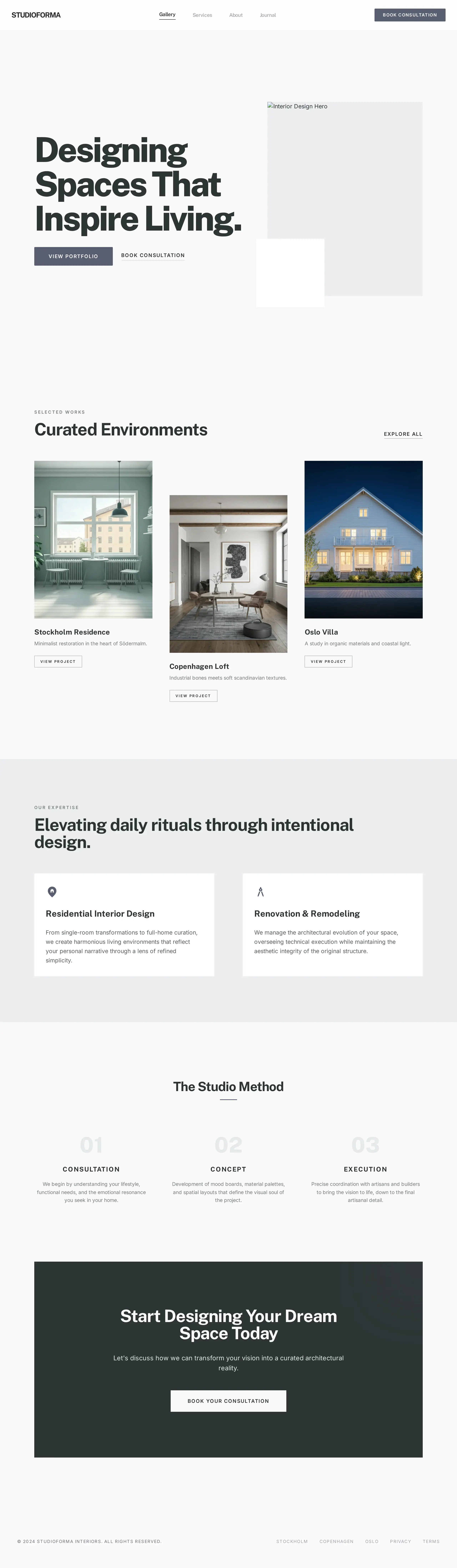 Pattern 2: Minimal Scandinavian Homepage — Premium UI template designed specifically for Interior Designers.
