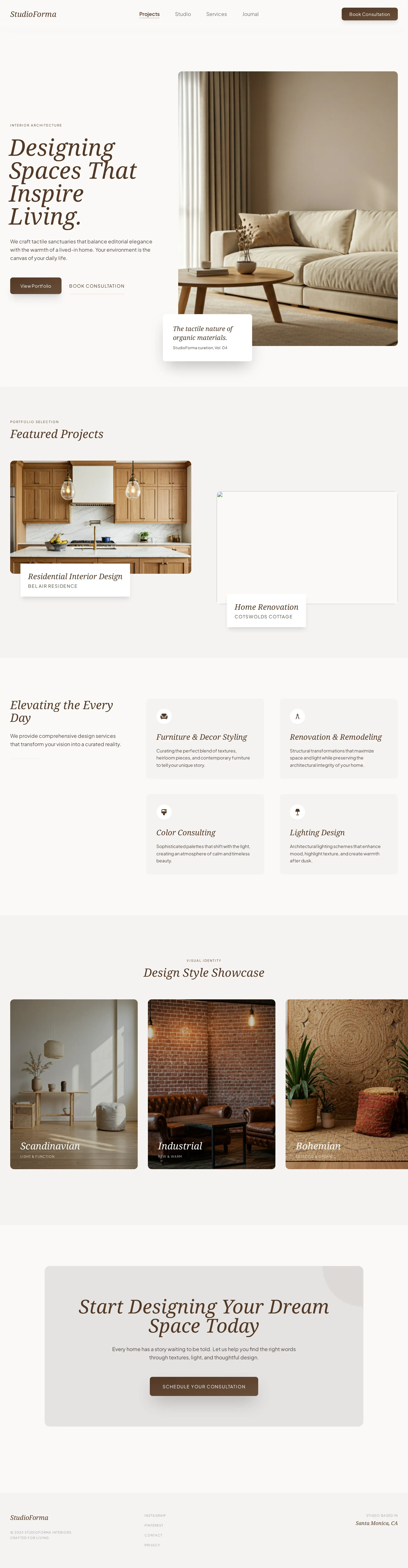 Pattern 4: Warm Homepage — Premium UI template designed specifically for Interior Designers.