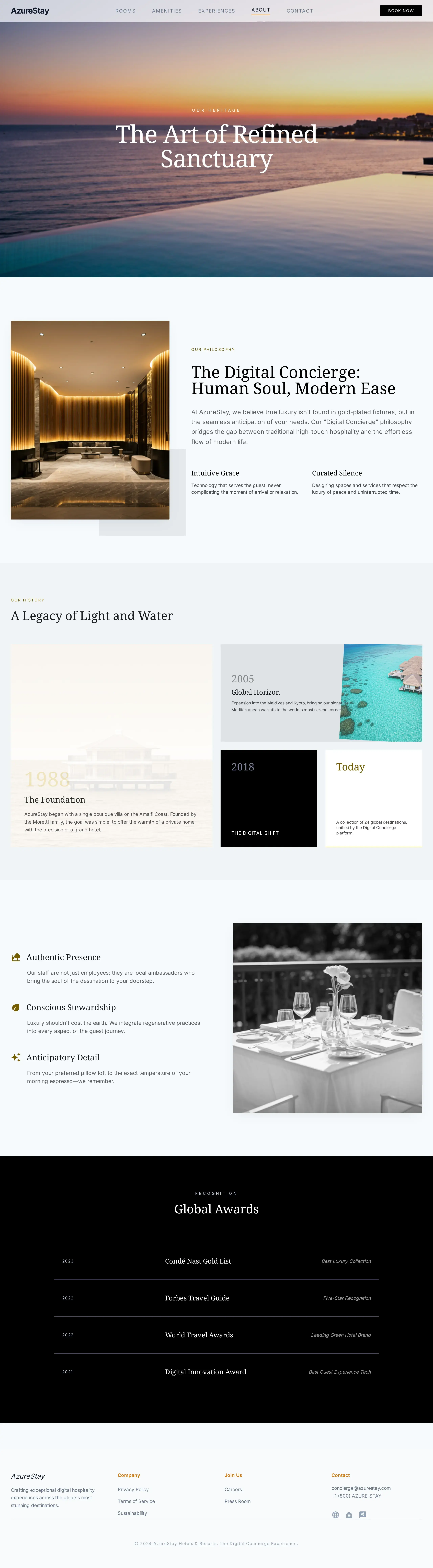 Our Luxury Story & Philosophy — Premium UI template designed specifically for Stay In.