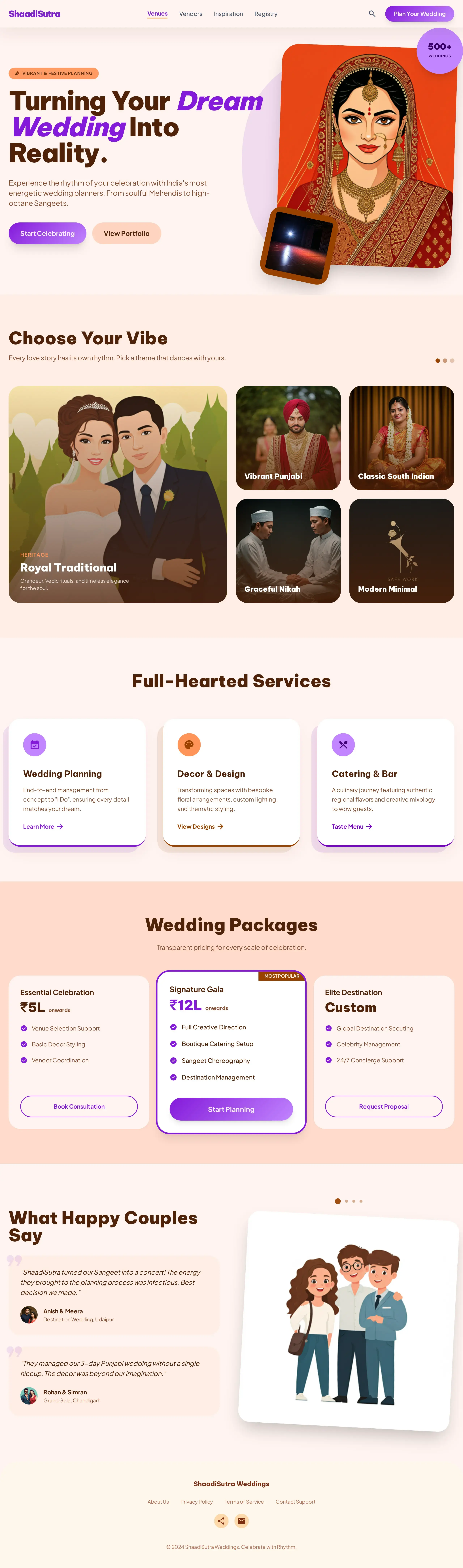 ShaadiSutra: Fun & Vibrant Variation — Premium UI template designed specifically for Wedding Planners.