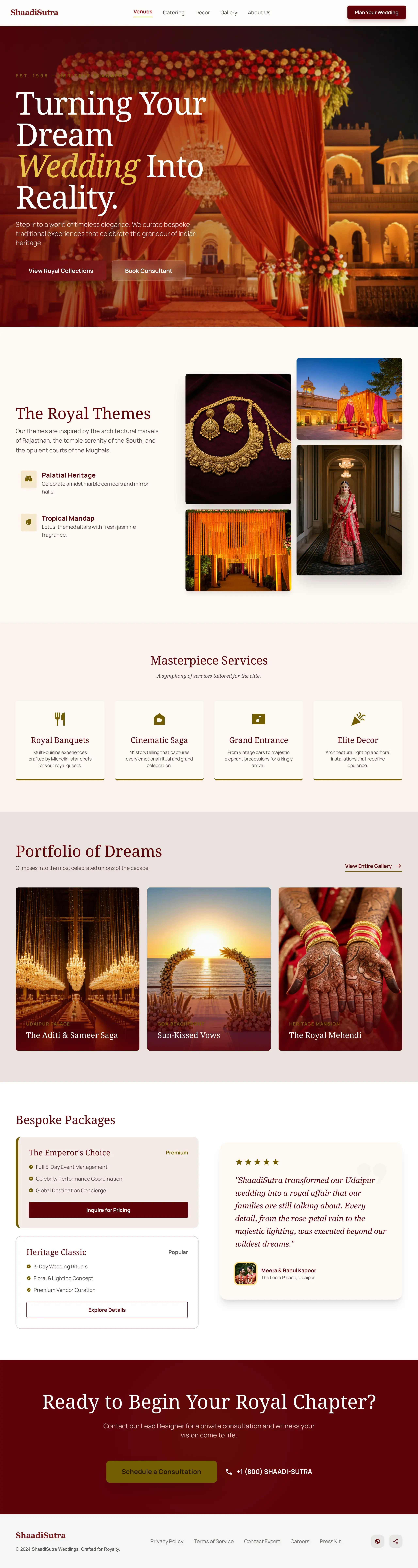 ShaadiSutra: Traditional Luxury Variation — Premium UI template designed specifically for Wedding Planners.